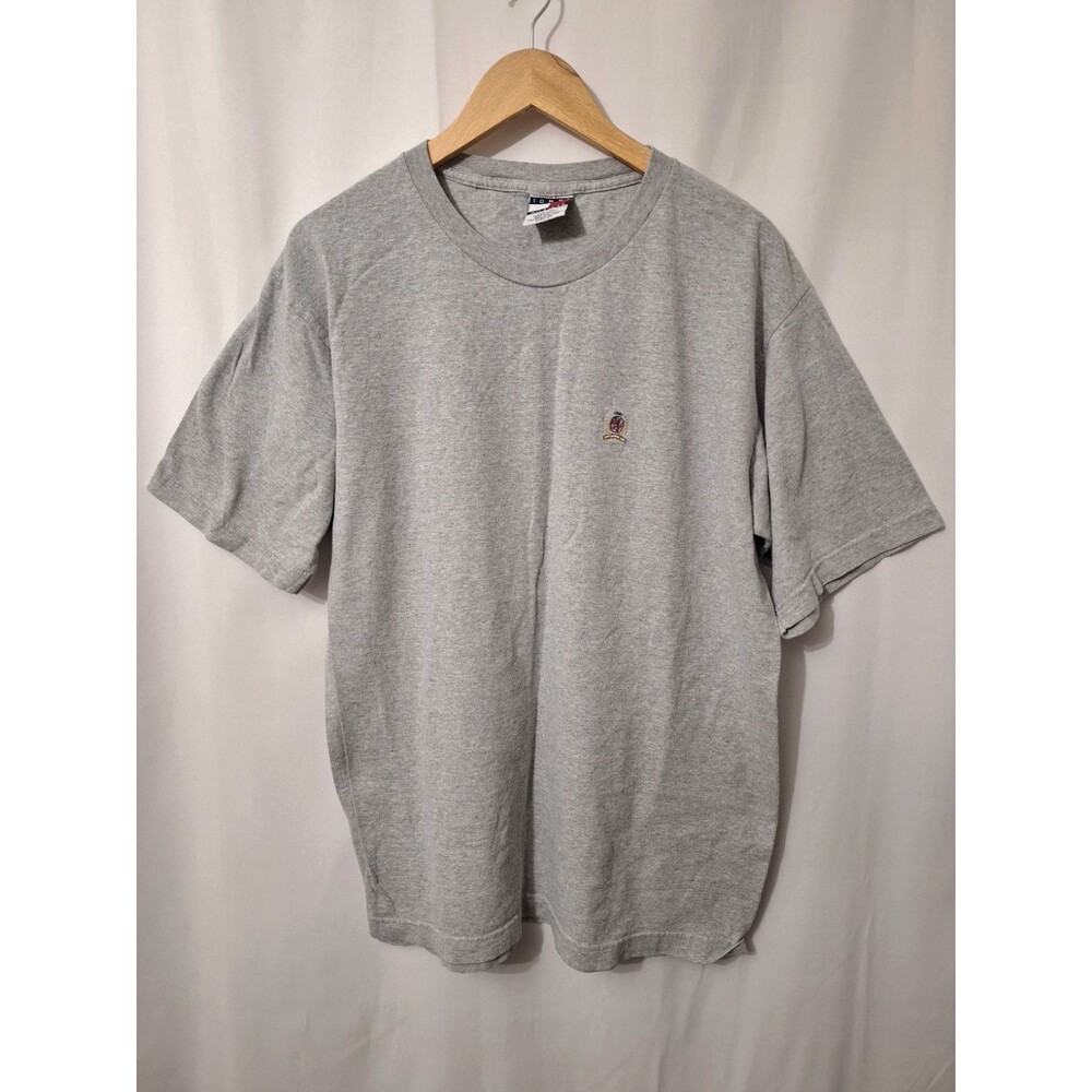 Vintage Tommy Hilfiger T-shirt Sz M Gray Cotton SS Crest 90's Y2K Made In USA